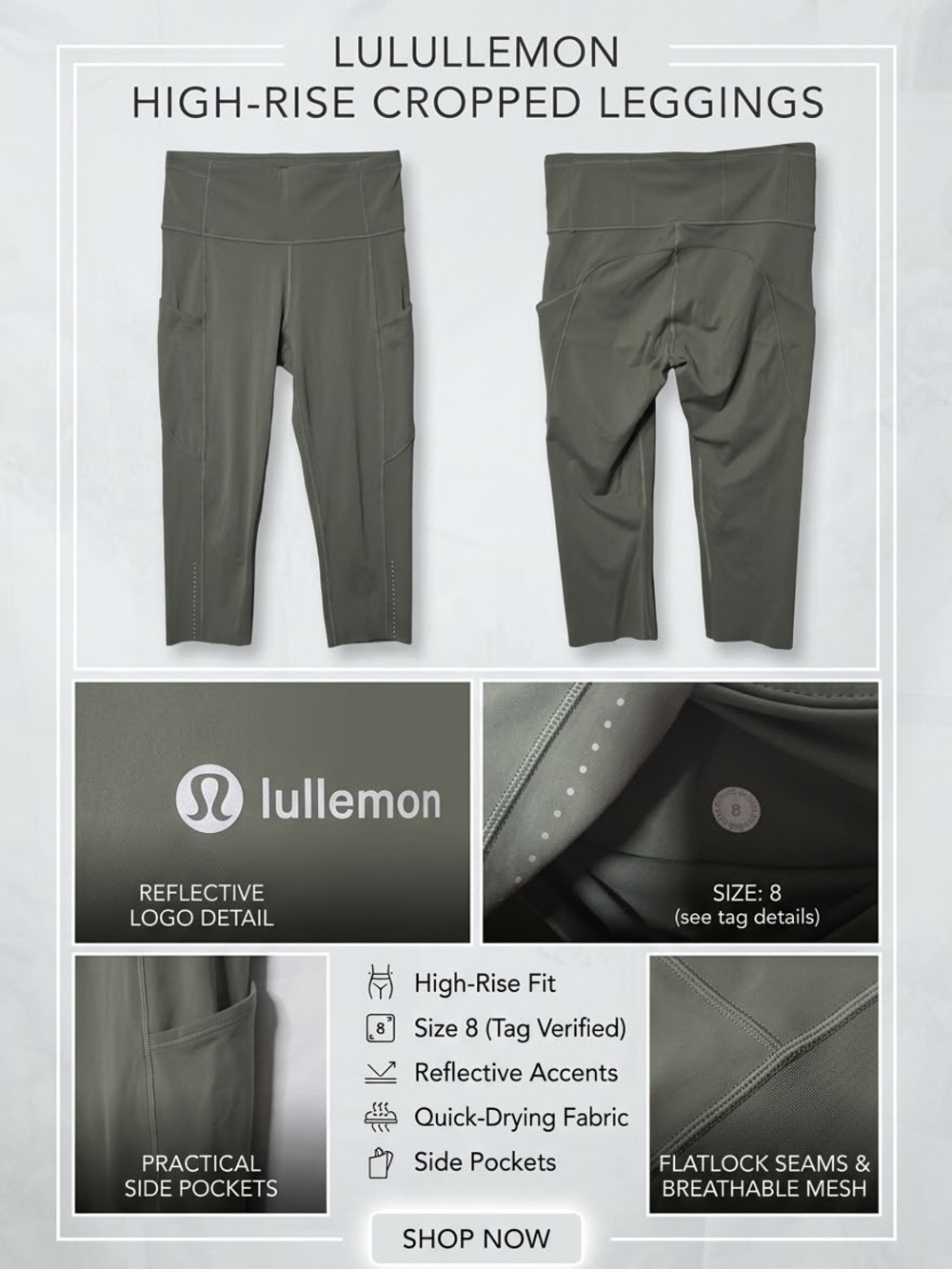 lululemon athletica High-Rise Cropped Leggings - Olive